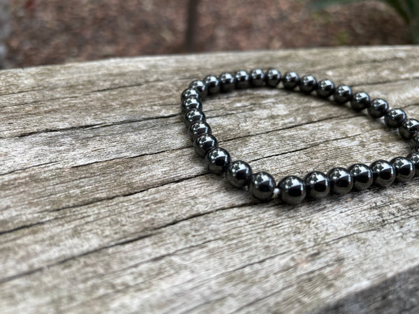Bracelet élastique de Lithothérapie en Hématite Magnétite