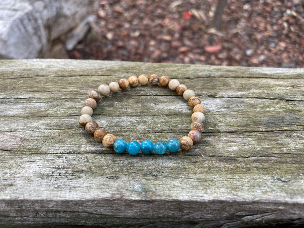 Bracelet élastique de Lithothérapie en Jaspe Image et Apatite