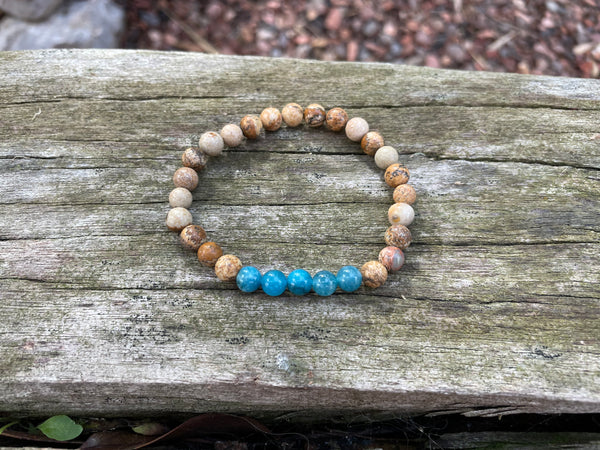 Bracelet élastique de Lithothérapie en Jaspe Image et Apatite