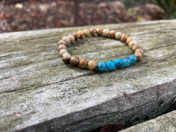 Bracelet élastique de Lithothérapie en Jaspe Image et Apatite