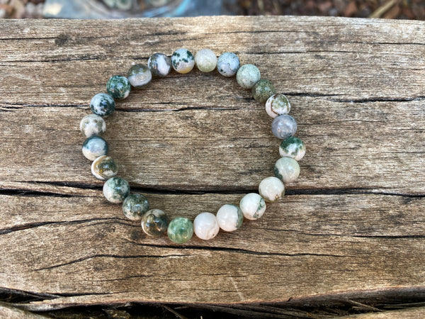 Bracelet élastique de Lithothérapie en Agate arbre