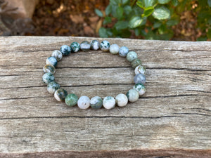 Bracelet élastique de Lithothérapie en Agate arbre
