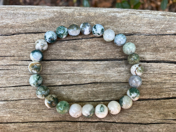 Bracelet élastique de Lithothérapie en Agate arbre