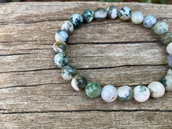 Bracelet élastique de Lithothérapie en Agate arbre