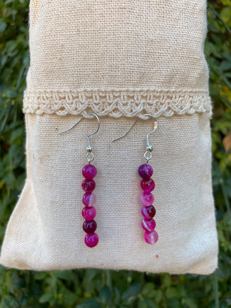 Boucles d'oreilles pendantes en Agate rose