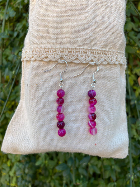 Boucles d'oreilles pendantes en Agate rose