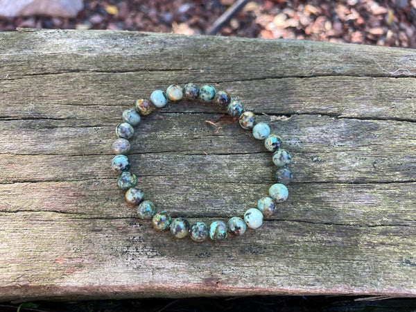Bracelet élastique de Lithothérapie en Turquoise Africaine foncée