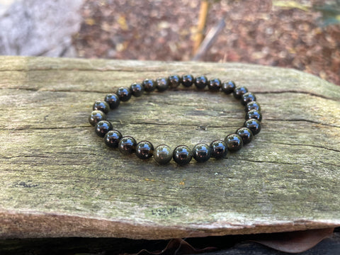 Bracelet élastique de Lithothérapie en Obsidienne dorée