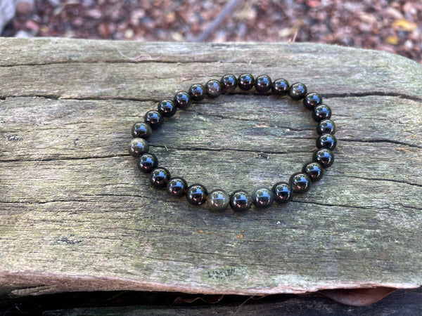 Bracelet élastique de Lithothérapie en Obsidienne dorée
