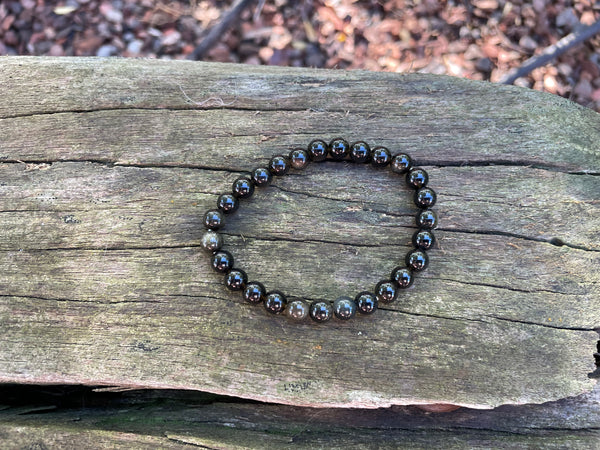Bracelet élastique de Lithothérapie en Obsidienne dorée