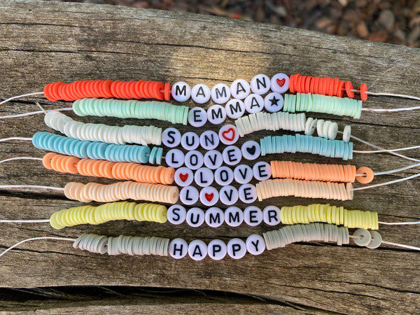 Bracelet pastel en perles Heishi personnalisable