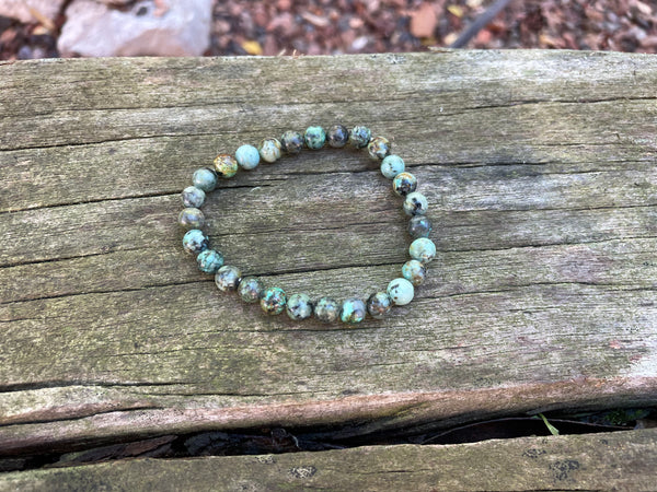 Bracelet élastique de Lithothérapie en Turquoise Africaine foncée