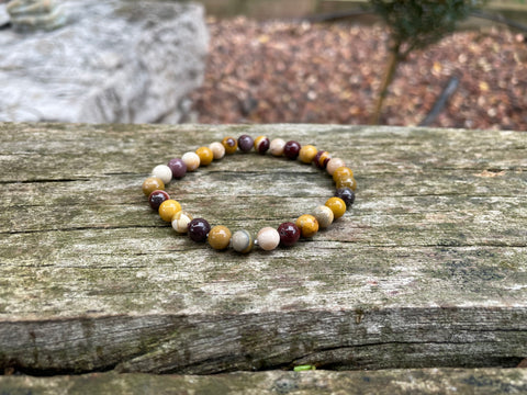 Bracelet élastique Lithothérapie en Jaspe Mokaïte ou Mookaite