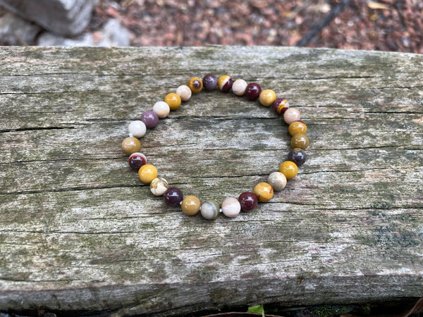 Bracelet élastique Lithothérapie en Jaspe Mokaïte ou Mookaite