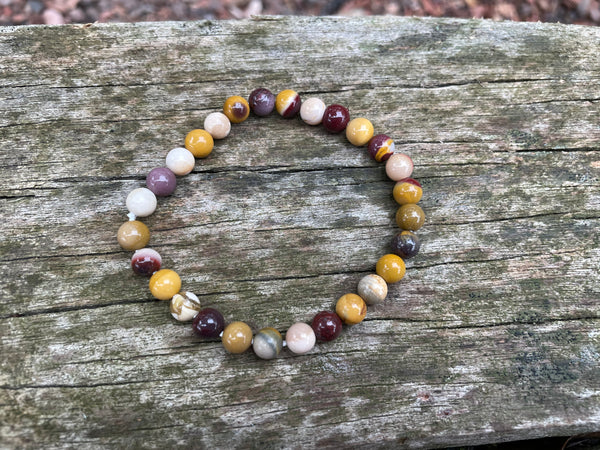 Bracelet élastique Lithothérapie en Jaspe Mokaïte ou Mookaite