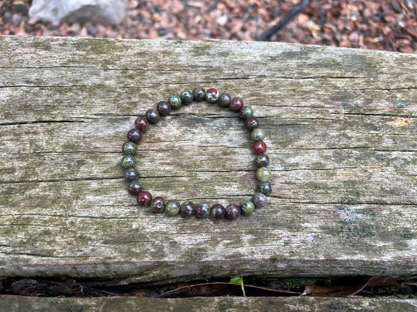 Bracelet élastique Lithothérapie en Jaspe Sang de dragon