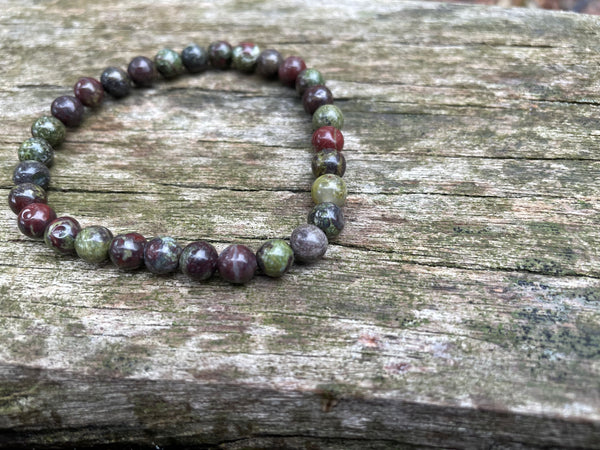 Bracelet élastique Lithothérapie en Jaspe Sang de dragon