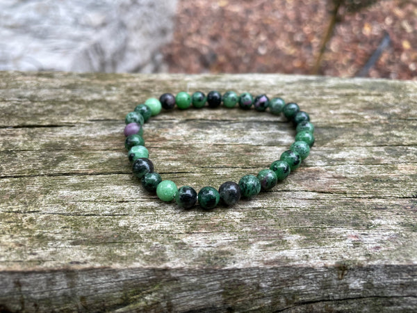 Bracelet élastique Lithothérapie en Rubis Zoïsite
