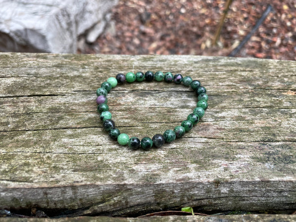 Bracelet élastique Lithothérapie en Rubis Zoïsite