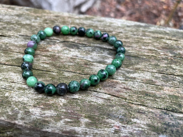 Bracelet élastique Lithothérapie en Rubis Zoïsite