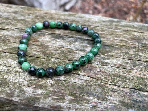 Bracelet élastique Lithothérapie en Rubis Zoïsite