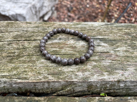 Bracelet élastique Lithothérapie en Obsidienne flocon de neige brune