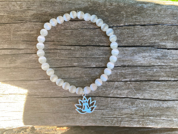 Bracelet élastique de lithothérapie en Sélénite