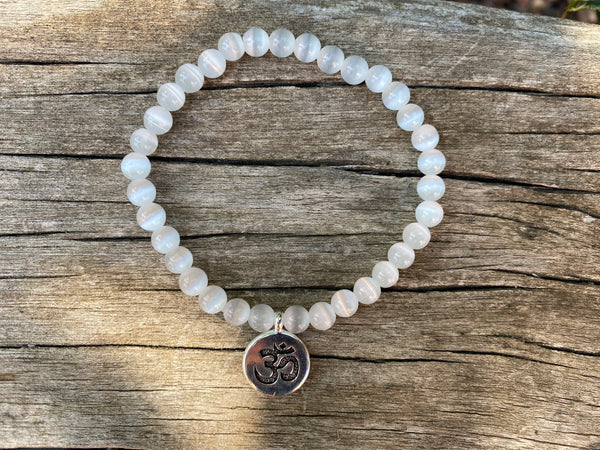 Bracelet élastique de lithothérapie en Sélénite