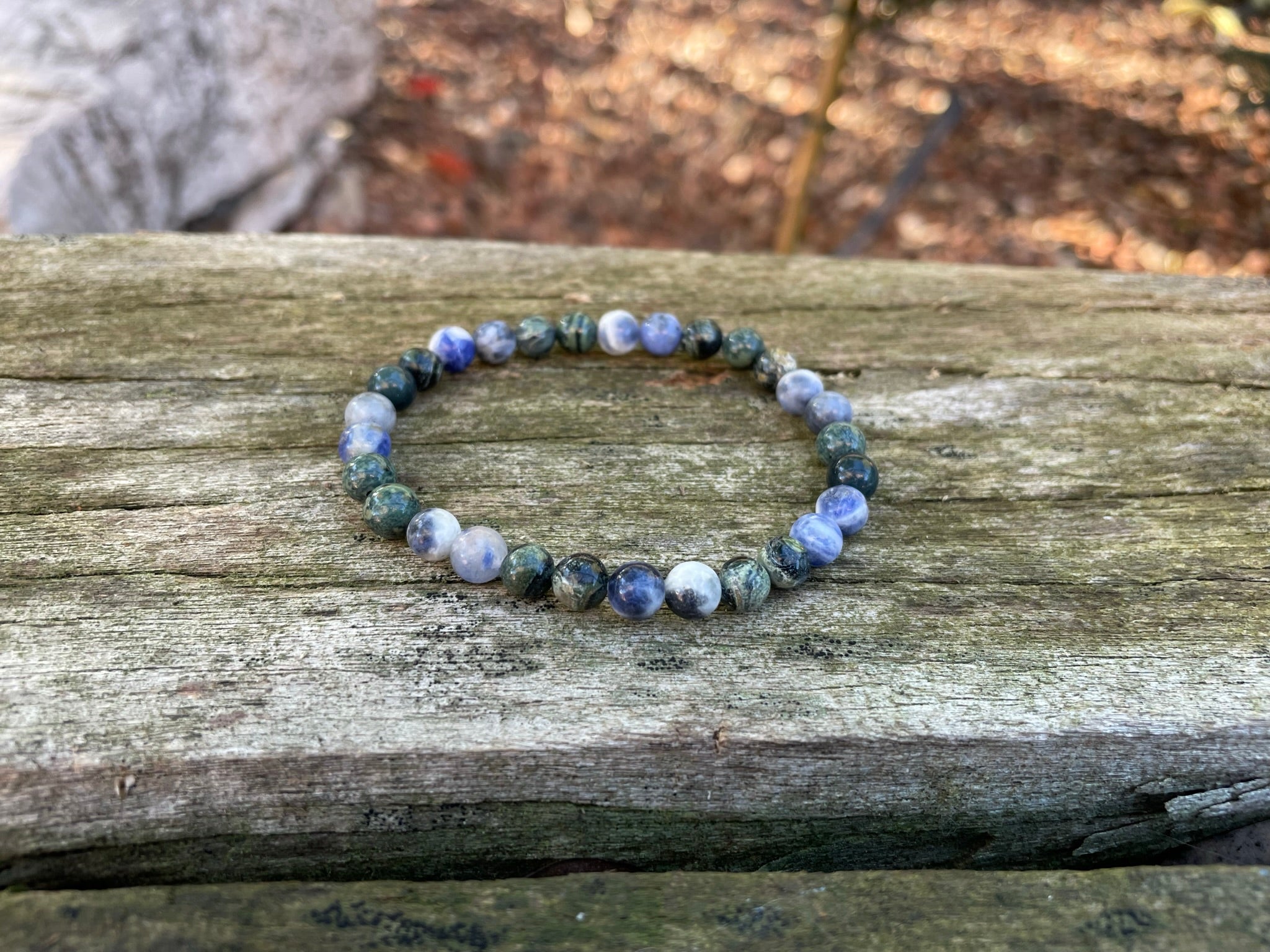 Bracelet élastique de Lithothérapie en Sodalite et Jaspe Kambaba
