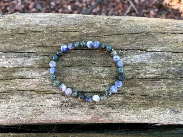 Bracelet élastique de Lithothérapie en Sodalite et Jaspe Kambaba