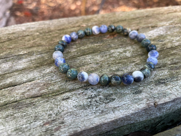 Bracelet élastique de Lithothérapie en Sodalite et Jaspe Kambaba