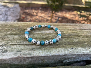 Bracelet élastique en Jaspe Dalmatien et Apatite