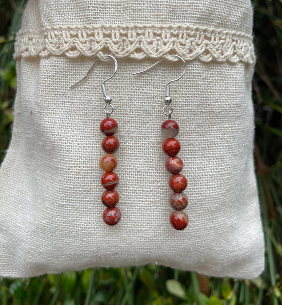 Boucles d'oreilles pendantes en Jaspe bréchique