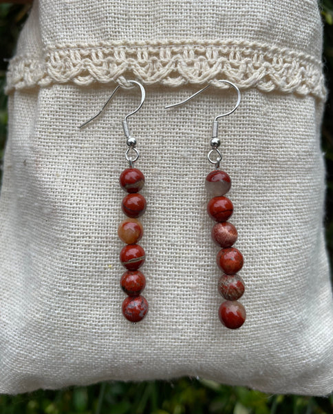 Boucles d'oreilles pendantes en Jaspe bréchique