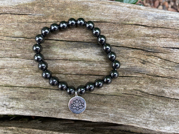 Bracelet élastique de Lithothérapie en Hématite