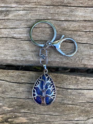 Porte-clefs ou bijou de sac Arbre de vie en Lapis Lazuli