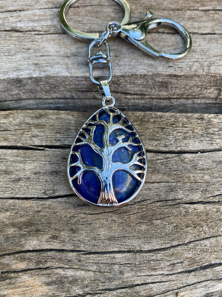 Porte-clefs ou bijou de sac Arbre de vie en Lapis Lazuli