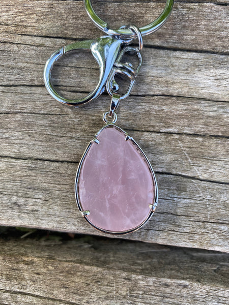 Porte-clefs ou bijou de sac Arbre de vie en Quartz Rose