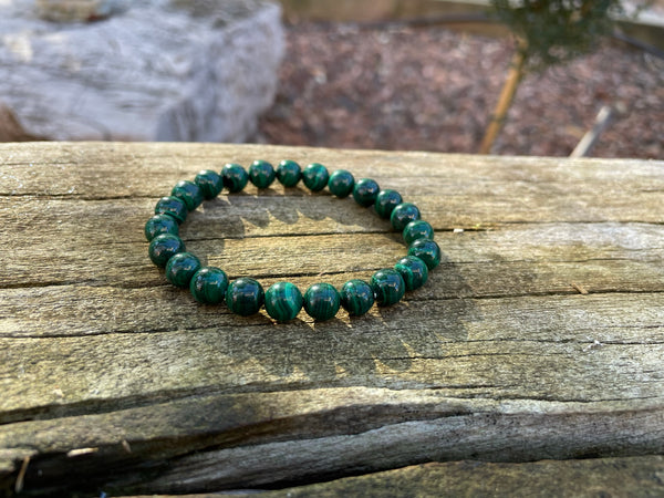 Bracelet élastique en véritable Malachite naturelle
