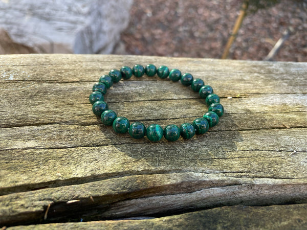 Bracelet élastique en véritable Malachite naturelle