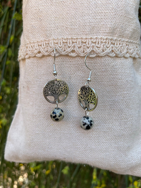 Boucles d'oreilles arbre de vie en pierres naturelles