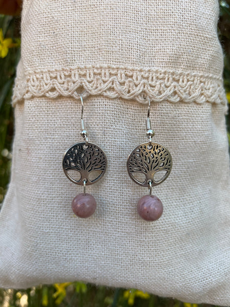Boucles d'oreilles arbre de vie en pierres naturelles