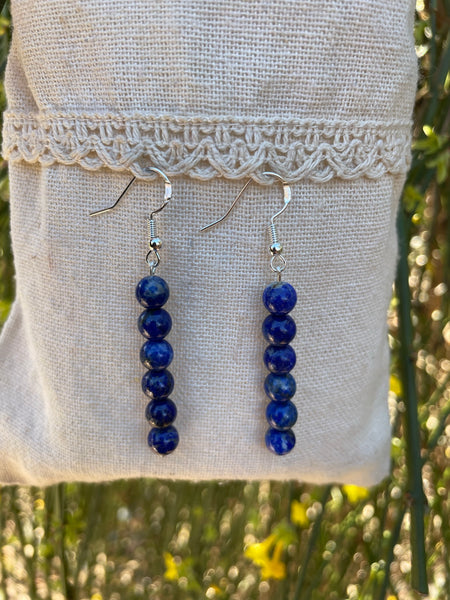 Boucles d'oreilles pendantes en Lapis Lazuli 6mm