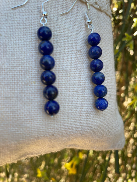 Boucles d'oreilles pendantes en Lapis Lazuli 6mm