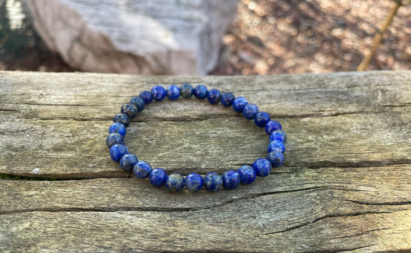 Bracelet élastique de Lithothérapie en Lapis Lazuli naturel