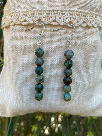 Boucles d'oreilles pendantes en Turquoise Africaine foncée