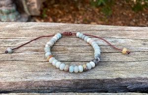 Bracelet Shamballa ajustable, perles en Amazonite naturelle
