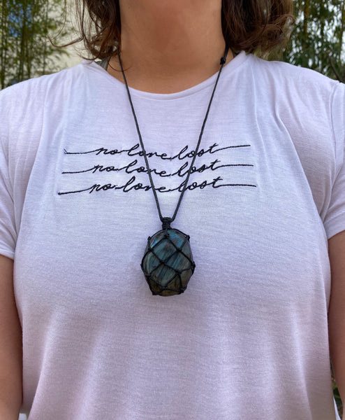 Collier réglable avec Pendentif de protection en labradorite, Lithothérapie