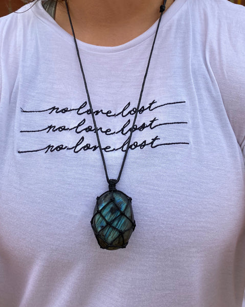 Collier réglable avec Pendentif de protection en labradorite, Lithothérapie