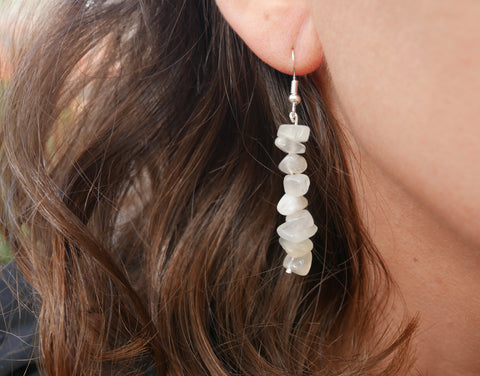 Boucles d'oreilles pendantes en Pierre de Lune naturelle